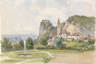Bled-zupna cerkev z gradom v ozadjun de Ladislav Benesch